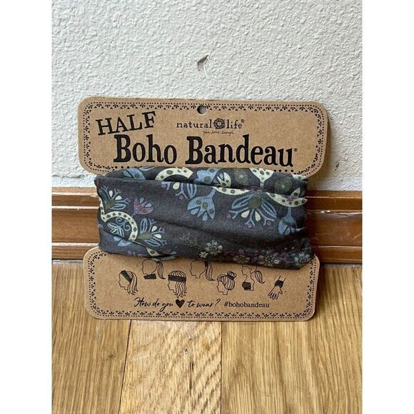 Natural Life Boho Half Bandeau Floral Print Brown Headband Brand New - Picture 1 of 2